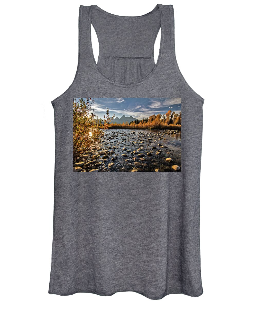 Grand Tetons Women's Tank Top featuring the photograph River in the Tetons by Wesley Aston