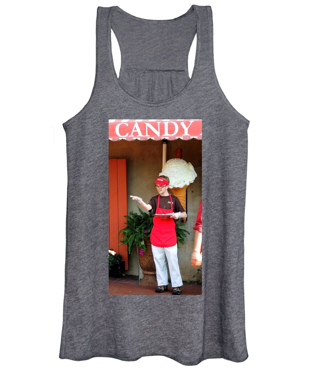 People Working Women's Tank Top featuring the photograph River Street Candy Man by Vincent Green