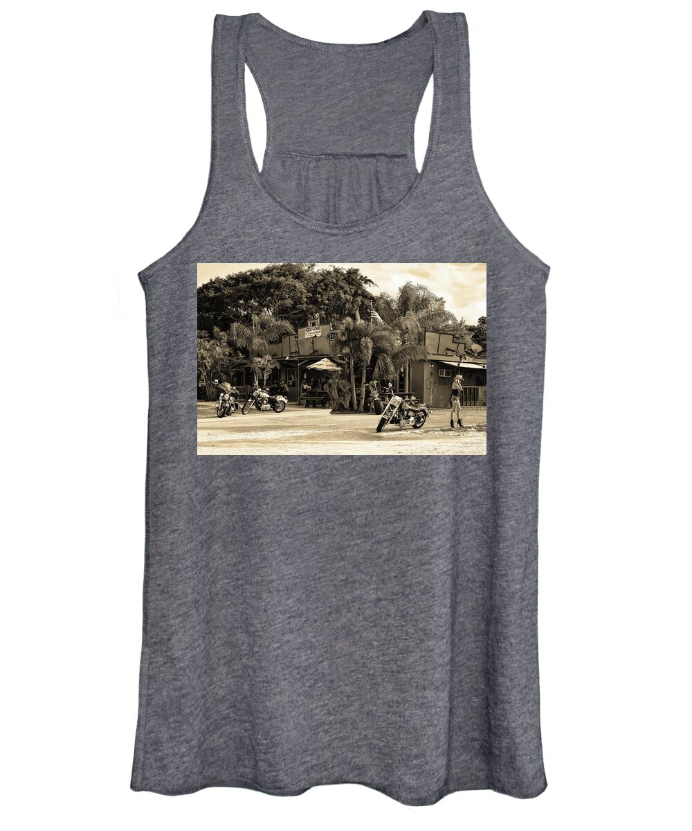 Motorcycle Women's Tank Top featuring the photograph Roadhouse by Laura Fasulo