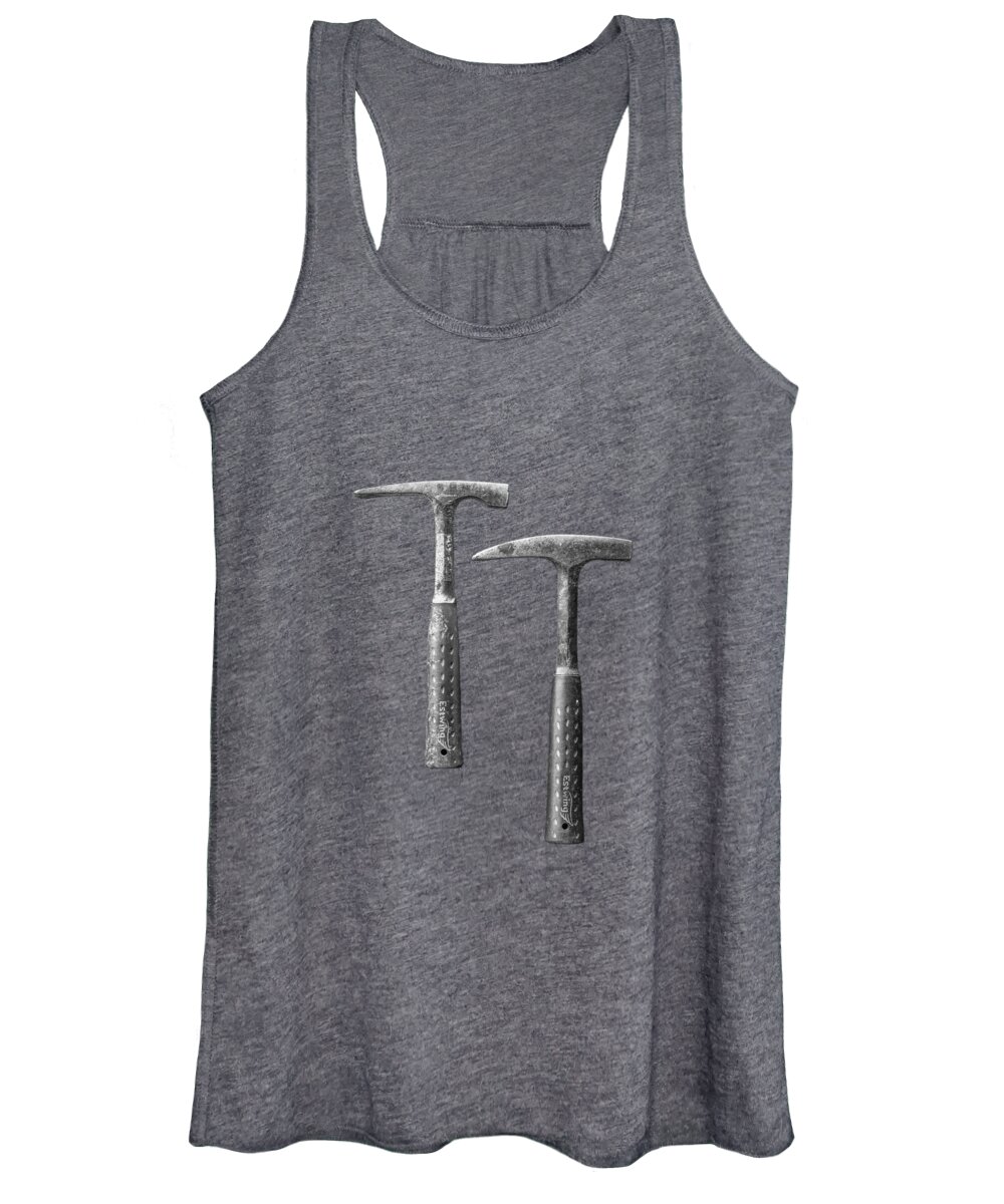 Art Women's Tank Top featuring the photograph Rock Hammers on Plywood in BW 65 by YoPedro