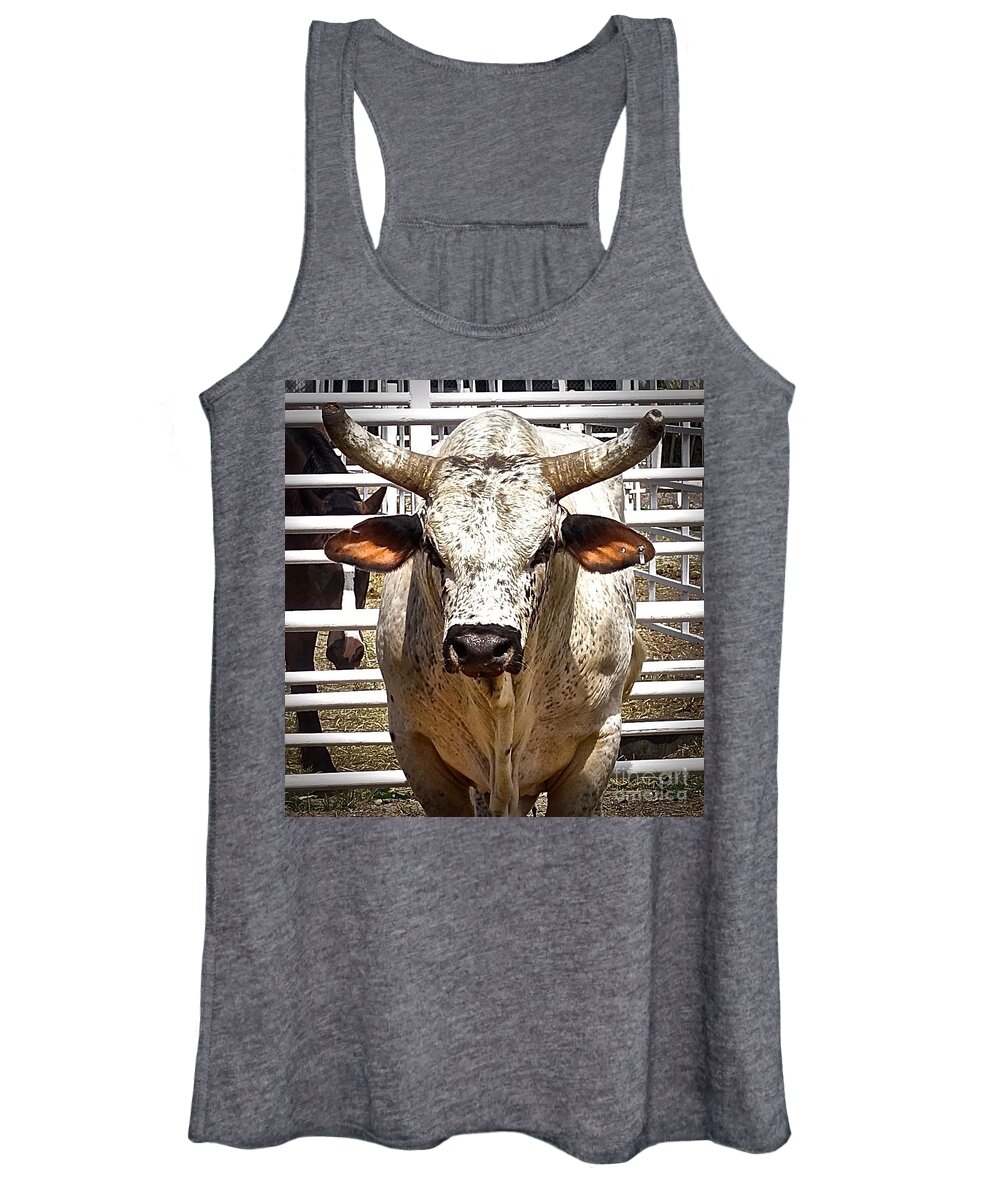 Wyoming Women's Tank Top featuring the photograph Rodeo Bull by Elisabeth Derichs