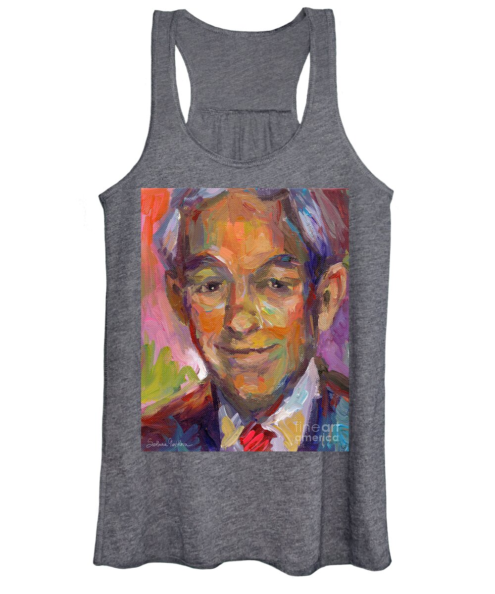 Ron Paul Painting Women's Tank Top featuring the painting Ron Paul art impressionistic painting by Svetlana Novikova