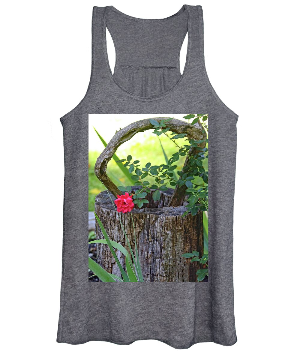 Rose On Wood Women's Tank Top featuring the photograph Rose on Wood by PJQandFriends Photography