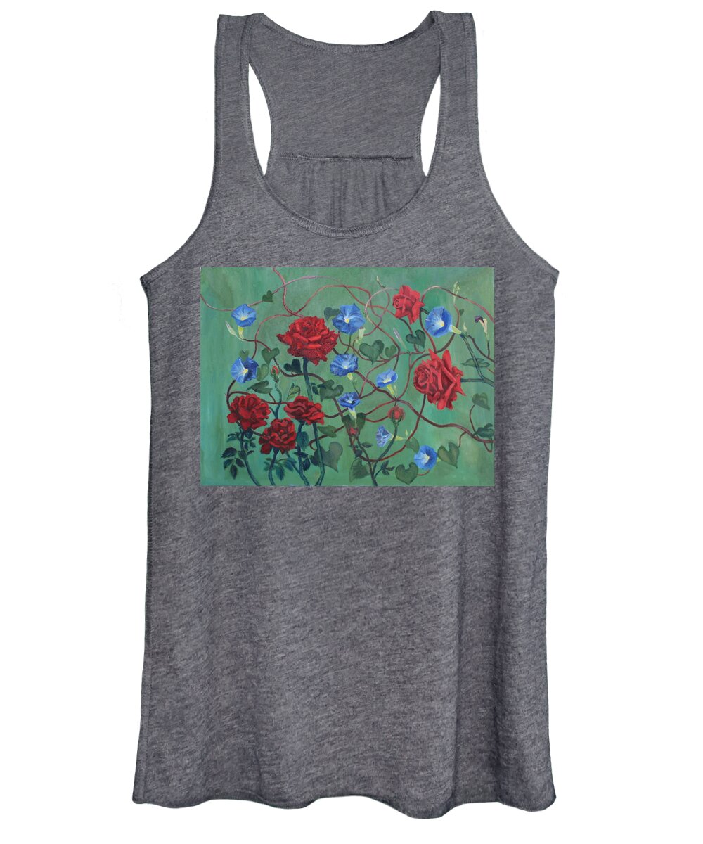 Roses Women's Tank Top featuring the painting Roses and Morning Glories by Vera Smith