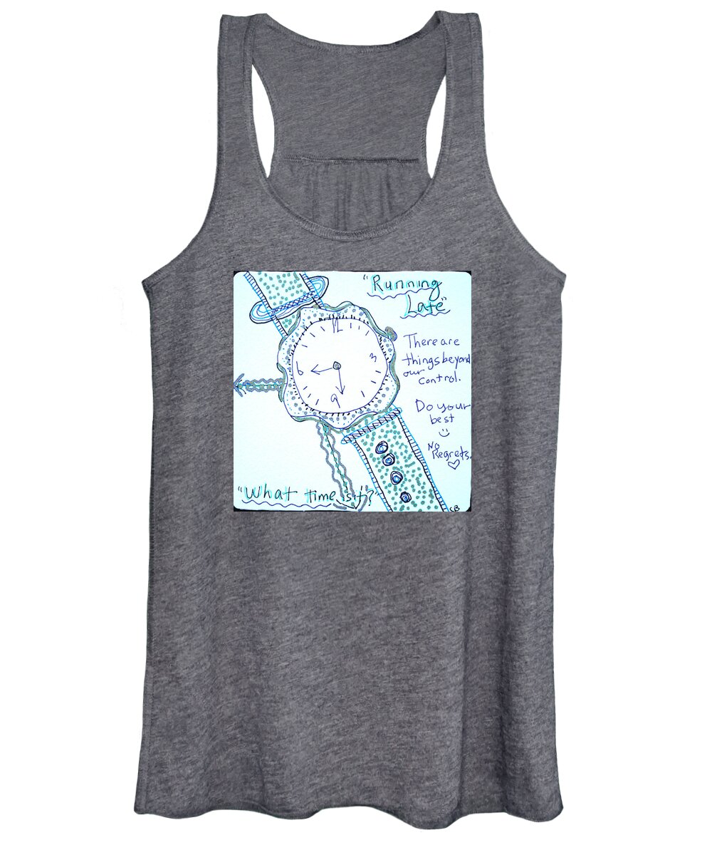 Zentangle Women's Tank Top featuring the drawing On Time by Carole Brecht