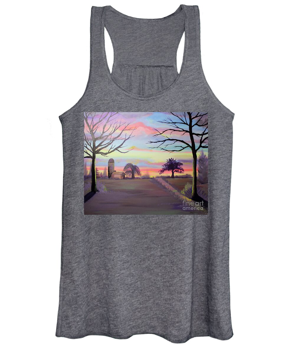 Farm Women's Tank Top featuring the painting Rustic Beauty by Stacey Zimmerman