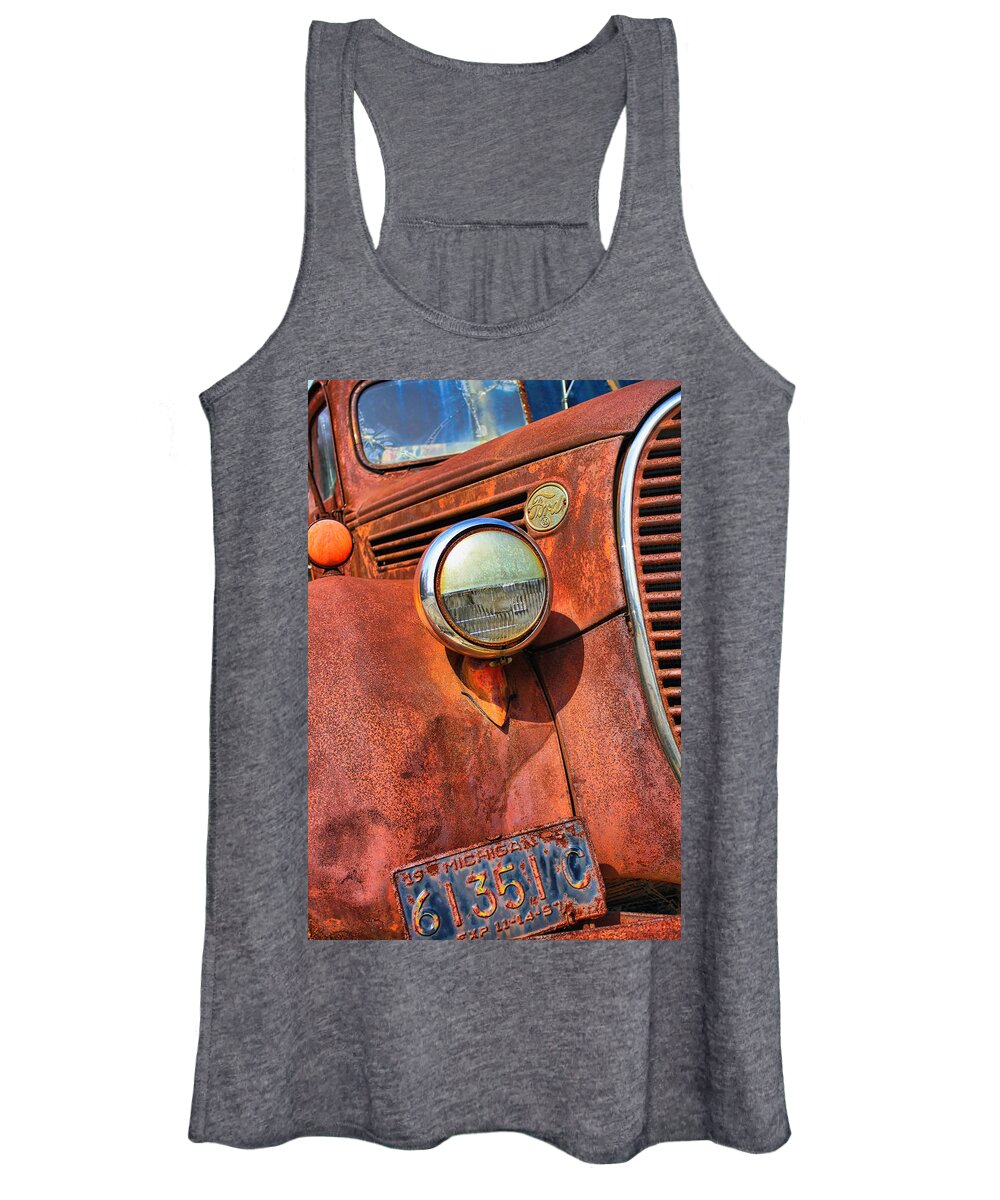 Ford Women's Tank Top featuring the photograph Rusty old Ford by Pat Cook