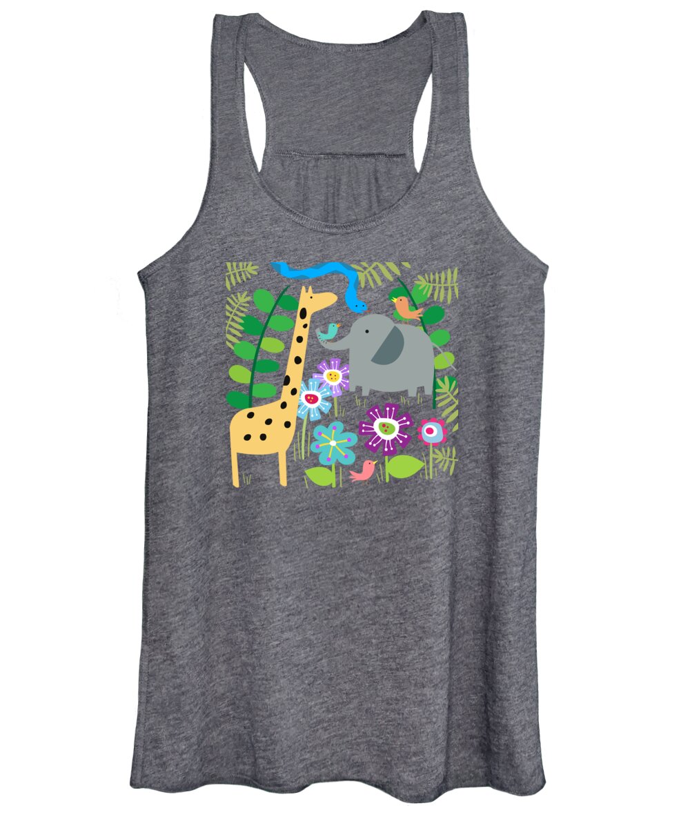 Painting Women's Tank Top featuring the painting Safari Animal Party by Little Bunny Sunshine