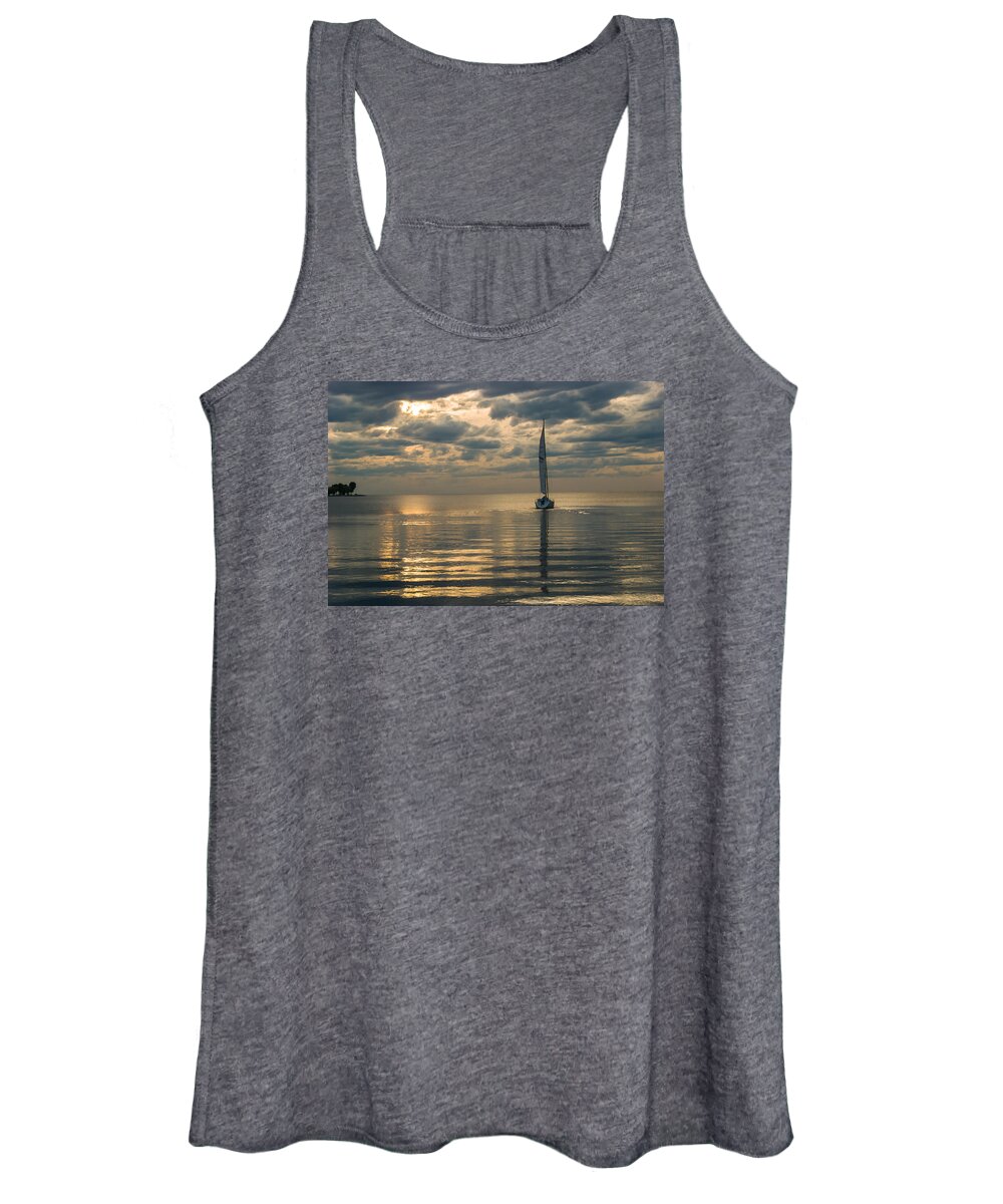 Sunsets Women's Tank Top featuring the photograph Calm Sailing by Charles McCleanon