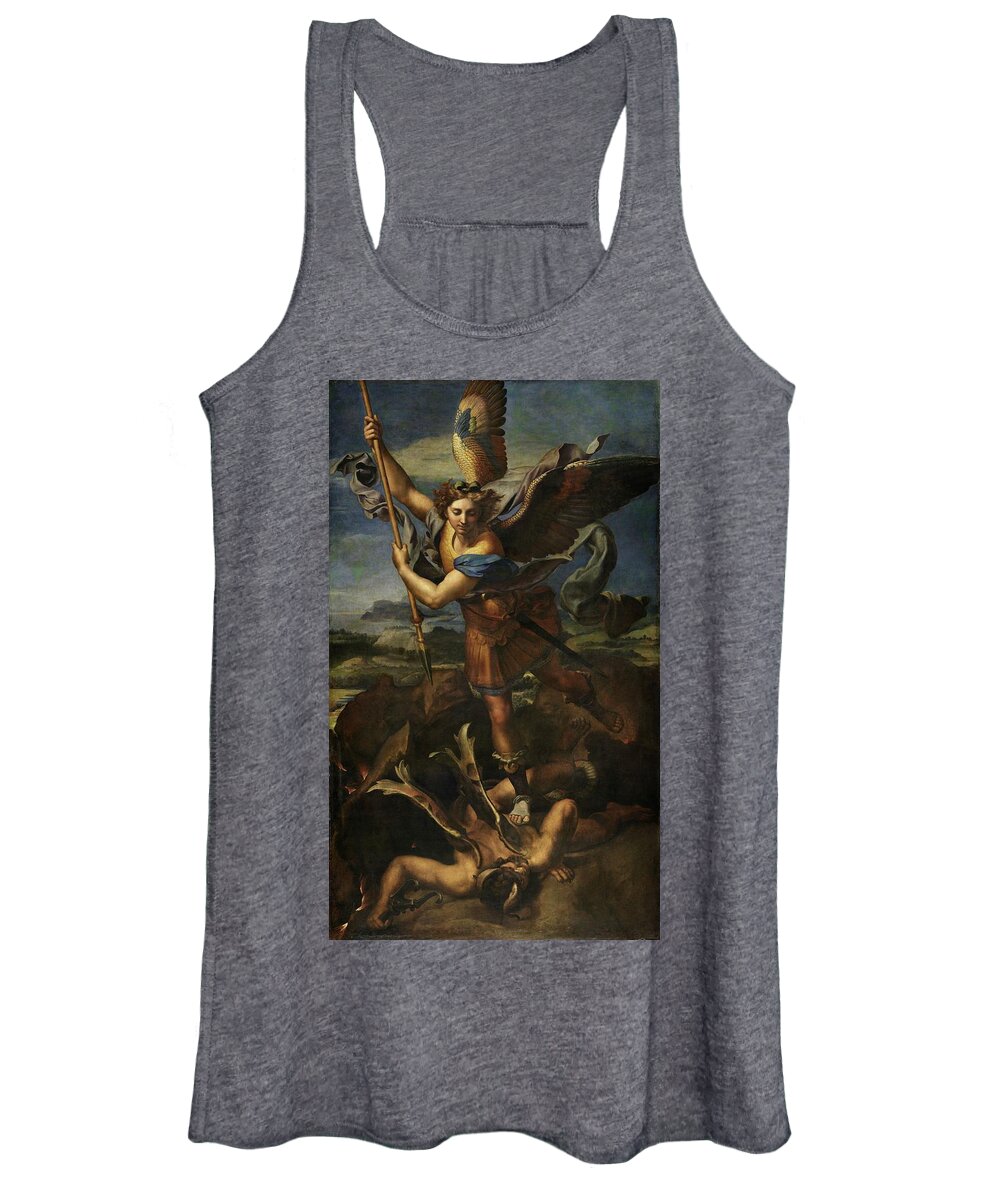 Urbino Women's Tank Top featuring the painting Saint Michael Defeats Satan by Troy Caperton