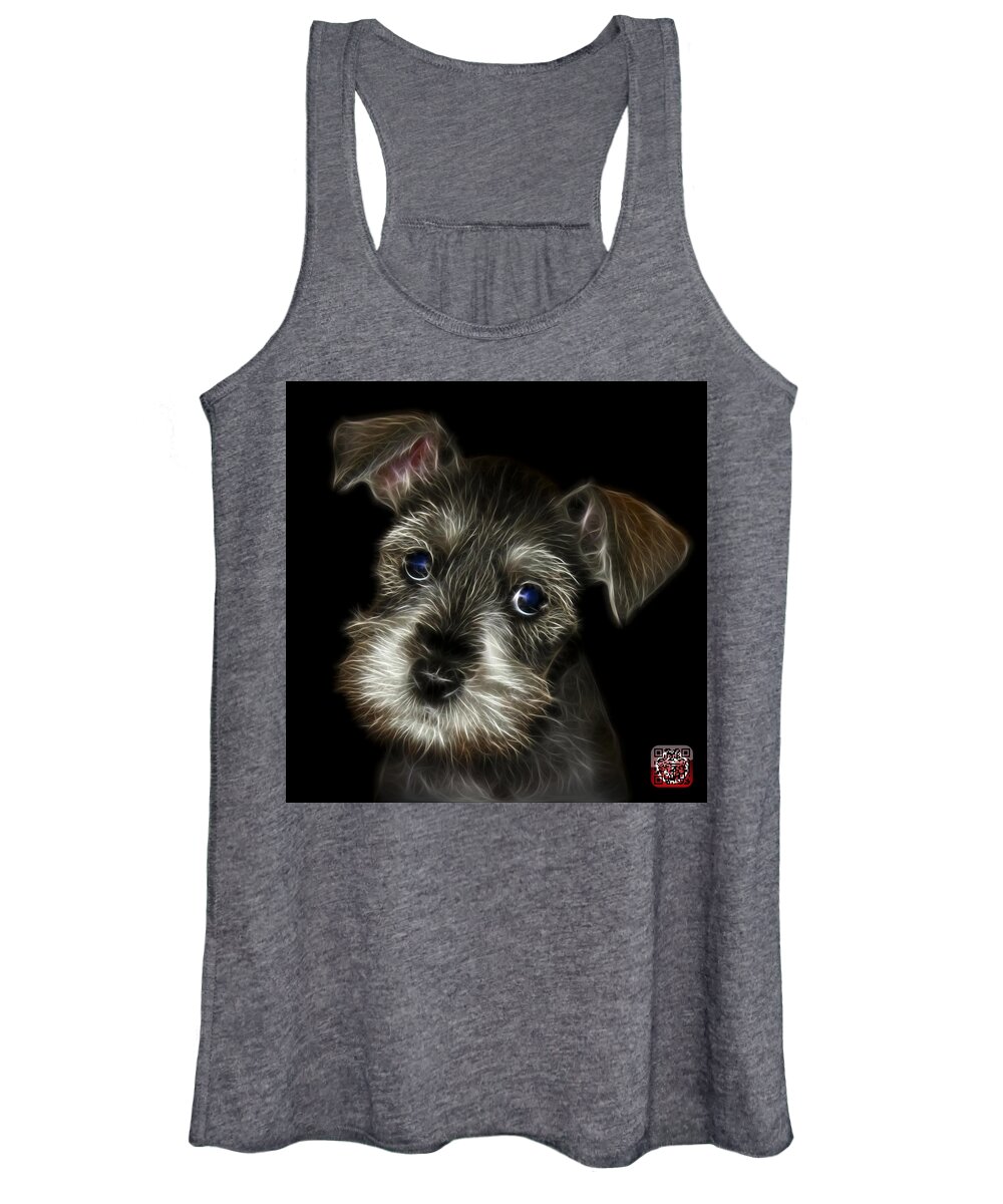 Schnauzer Women's Tank Top featuring the painting Salt and Pepper Schnauzer Puppy 7206 F by James Ahn