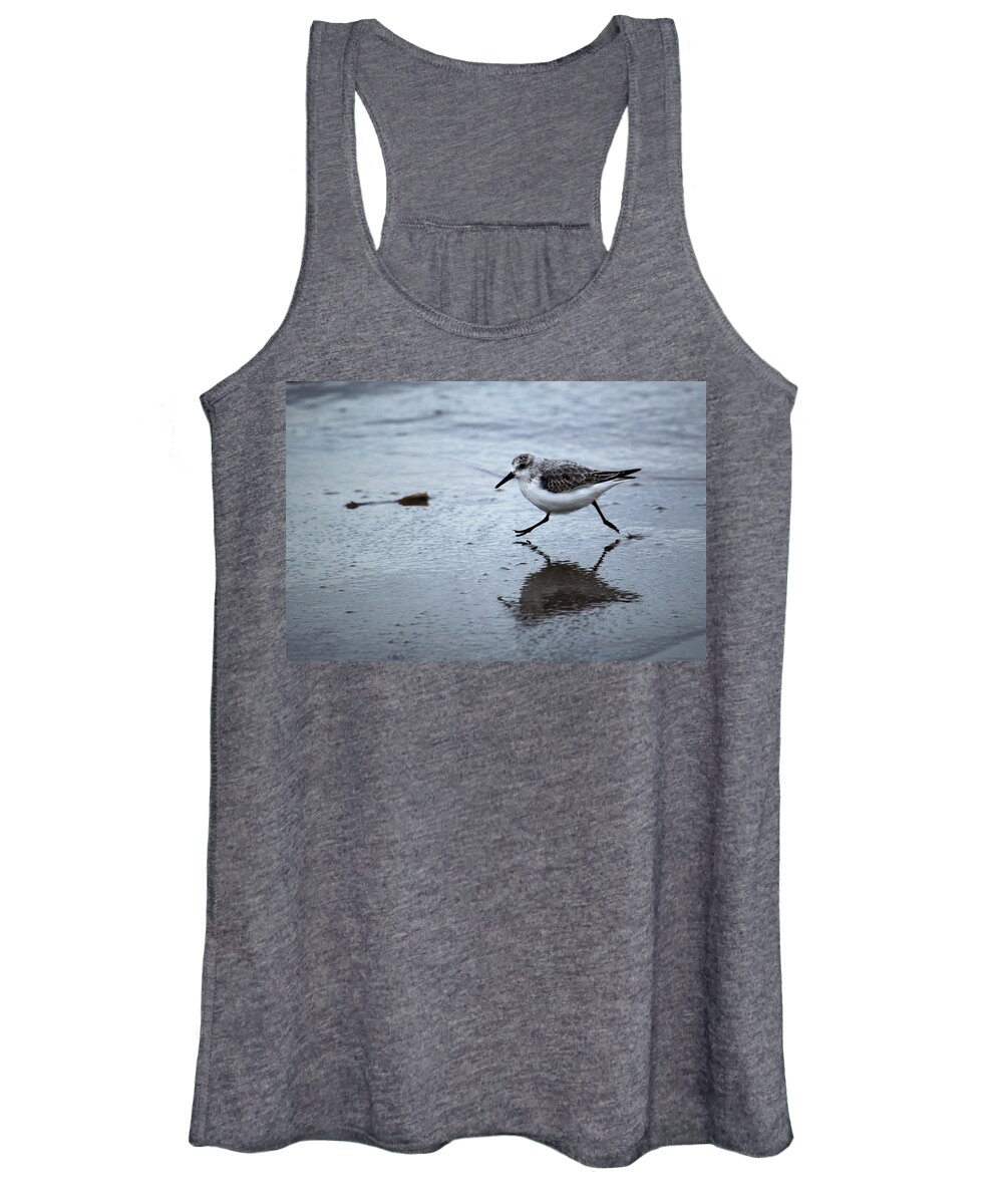 Bird Women's Tank Top featuring the photograph Sanderling Running On Beach by Adrian Wale