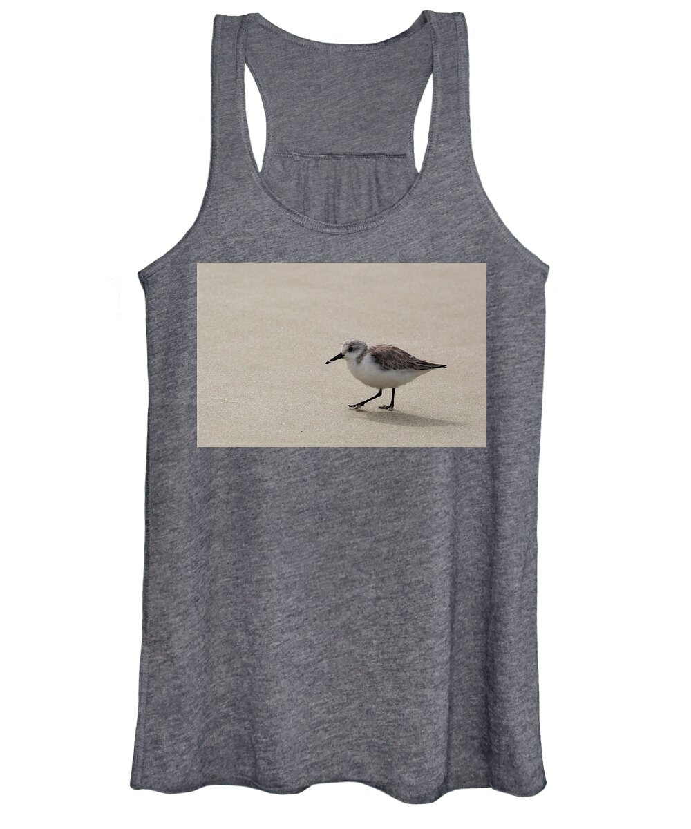 Sandpiper Women's Tank Top featuring the photograph Sandpiper at the Beach by Jean Clark