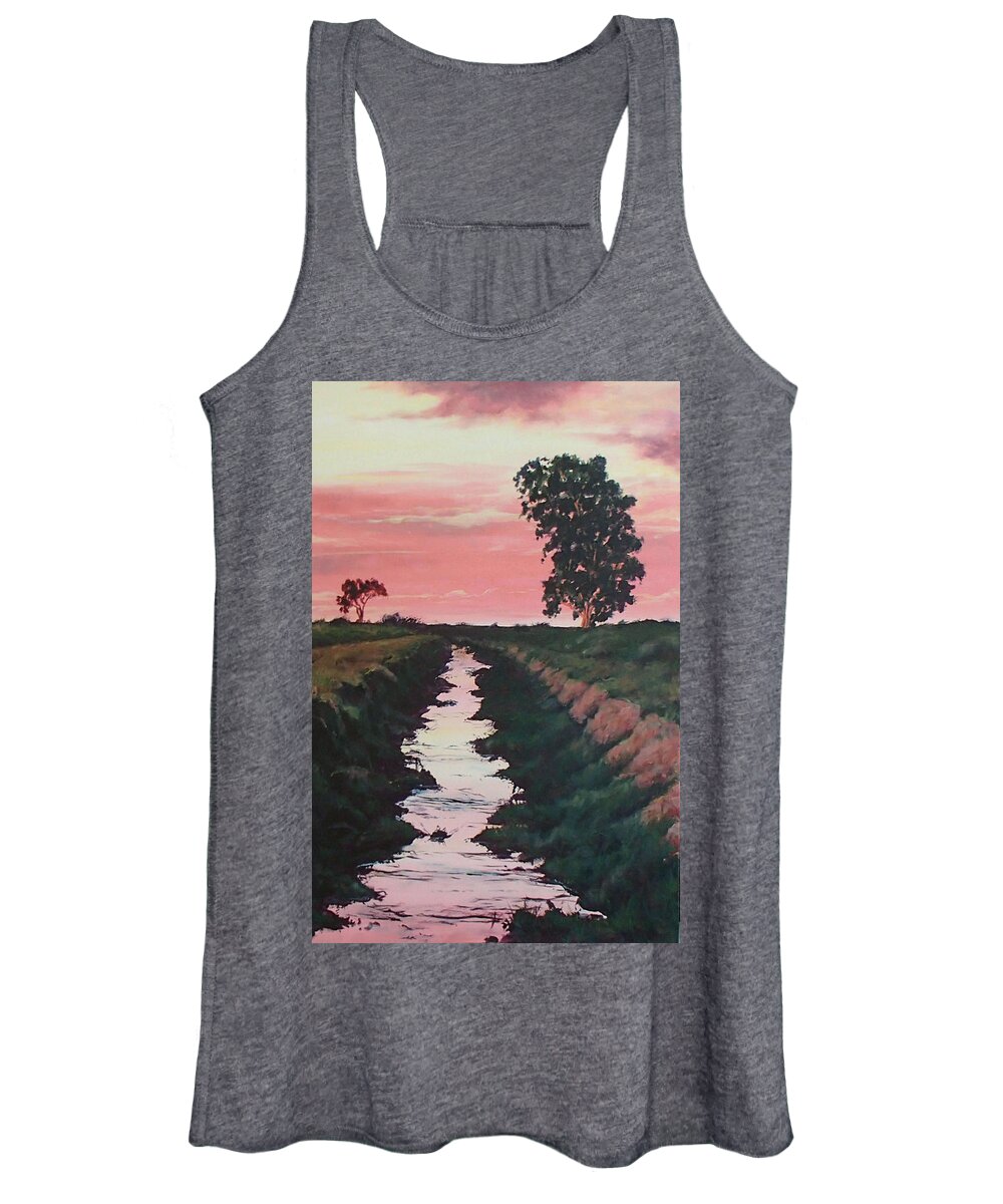 Landscape Women's Tank Top featuring the painting Red Skies by Philip Fleischer