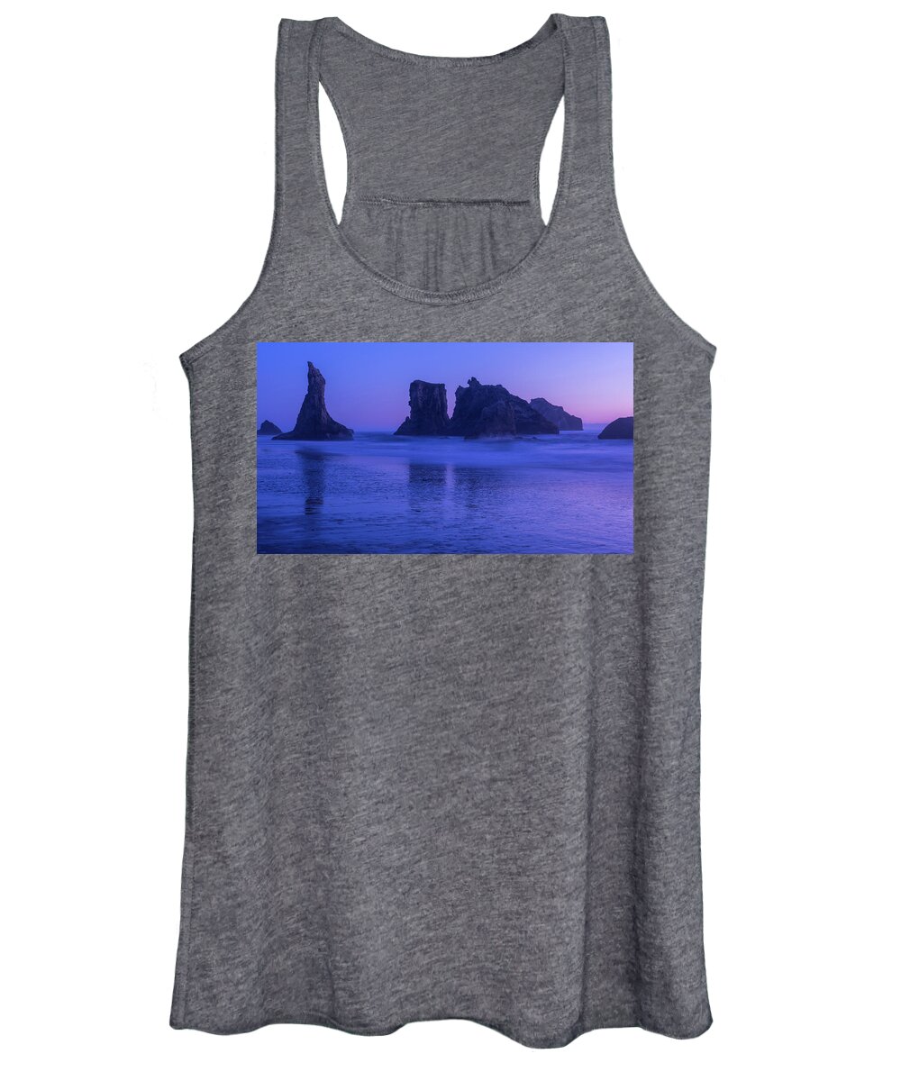 Bandon Women's Tank Top featuring the photograph Seastack Sunset in Bandon by Brenda Jacobs