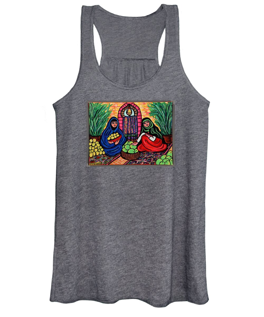Turkish Women's Tank Top featuring the painting Selling Melons Memories of Izmir by Susie Grossman