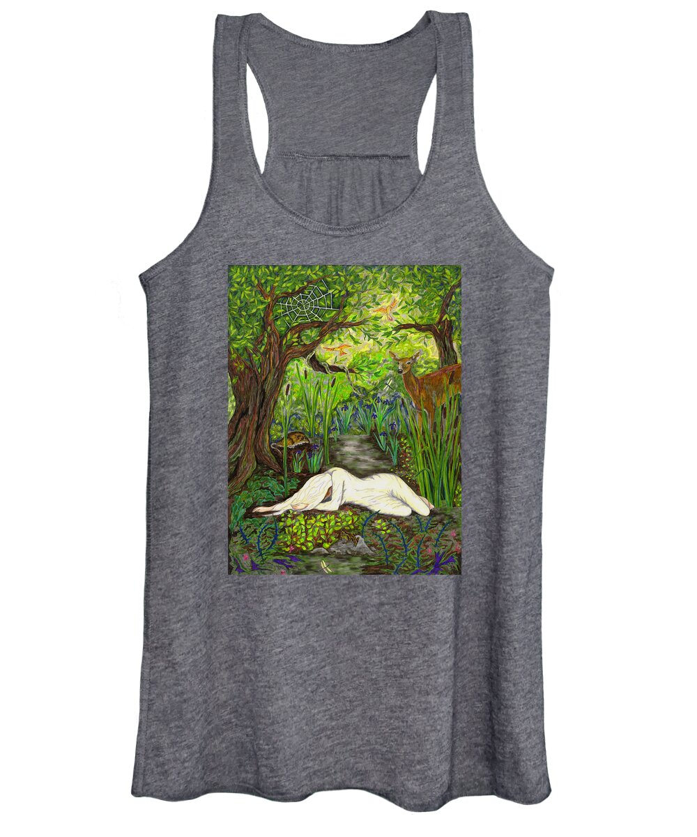 Birds Women's Tank Top featuring the drawing Shade Falls by FT McKinstry