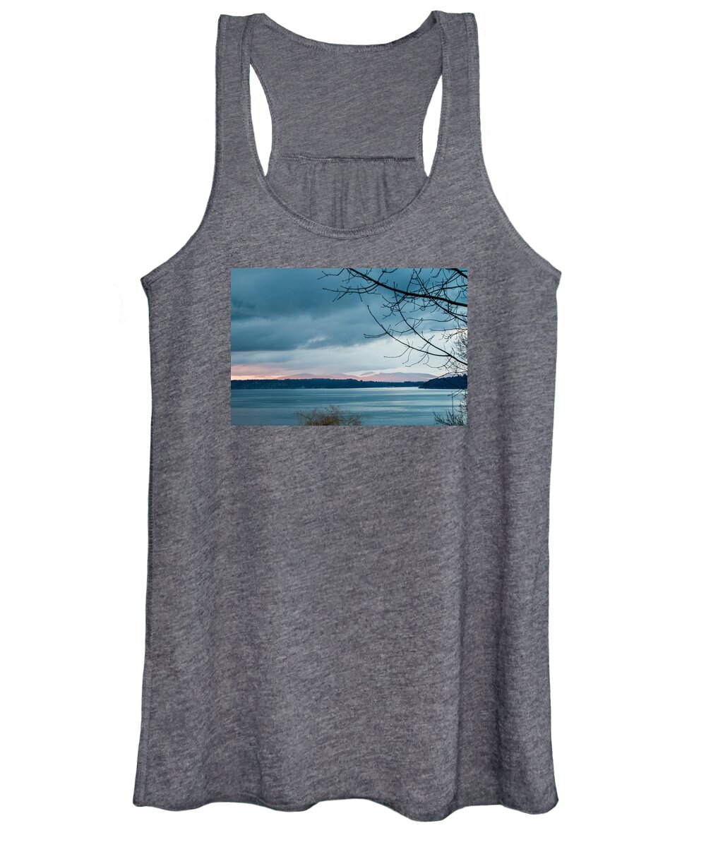 Clouds Women's Tank Top featuring the photograph Shades of Blue as Night Falls by E Faithe Lester