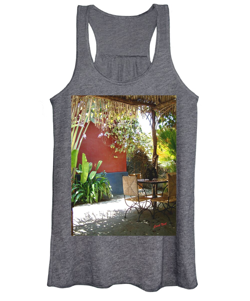 Table For Two Women's Tank Top featuring the photograph Shady Table by Carol Neal-Chicago