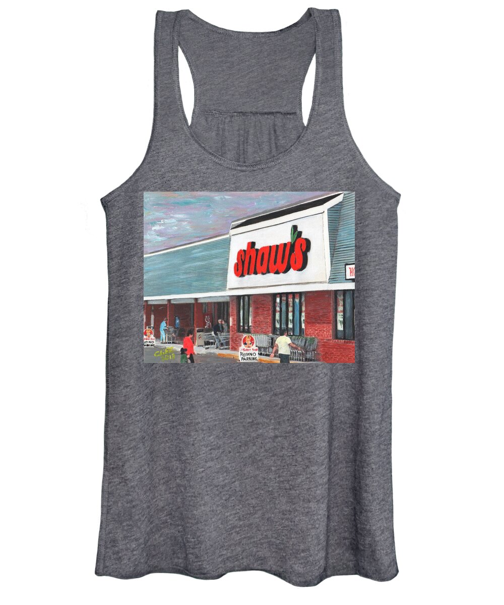 Groceries Women's Tank Top featuring the painting Shaw's Supermarket 1992 by Cliff Wilson