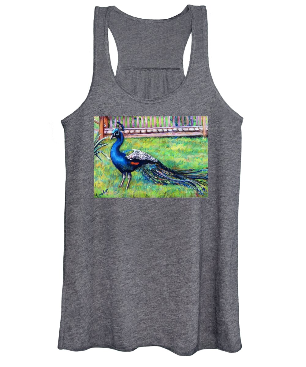 Peacock Women's Tank Top featuring the painting Shimmer by Beverly Boulet
