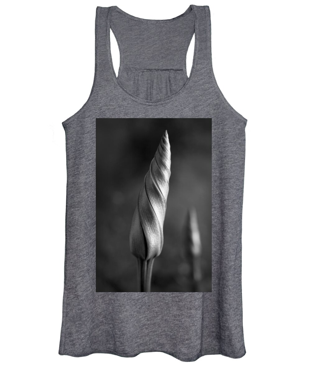 Ipomoea Alba Women's Tank Top featuring the photograph Shimmering Moonflower Bud by Kathy Clark