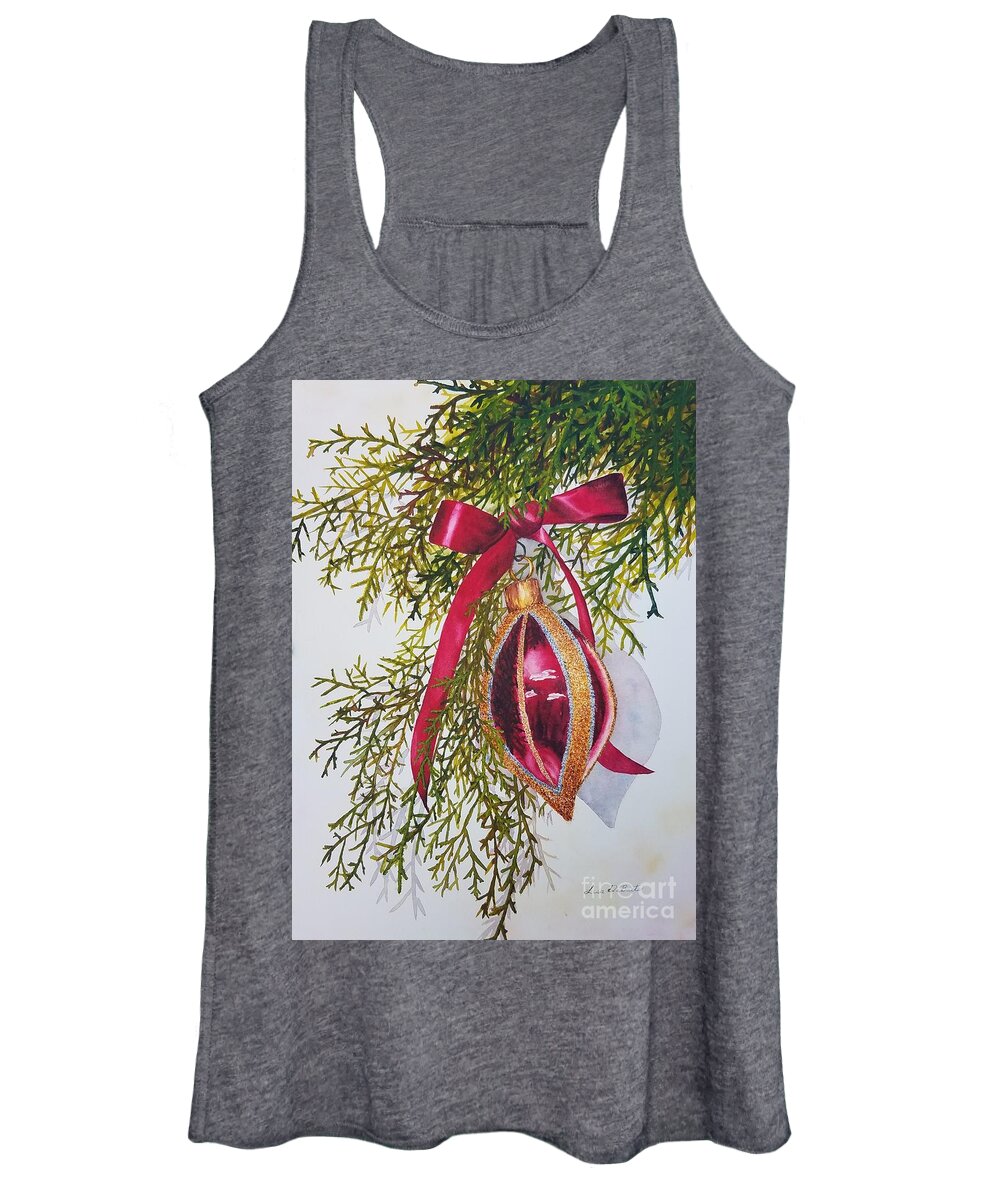 Christmas Women's Tank Top featuring the painting Shiny Reflections by Lisa Debaets