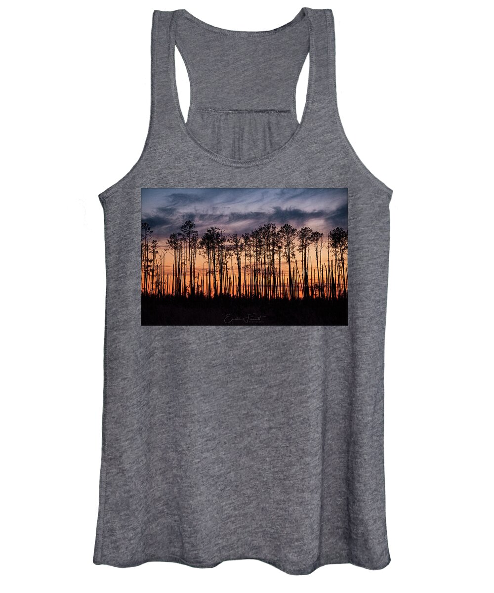 Silhouette Women's Tank Top featuring the photograph Silhouetted Sunset by Erika Fawcett