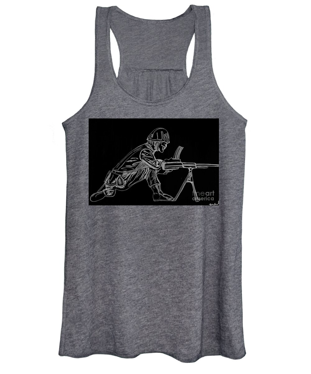 Original Women's Tank Top featuring the painting Silver Army man by Barbara Donovan