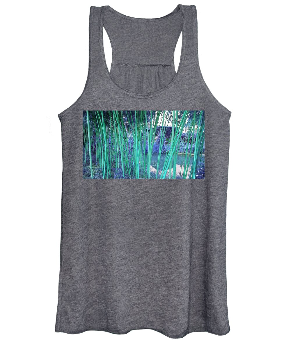 Fantasy Women's Tank Top featuring the photograph Skinny Bamboo In Teal by Rowena Tutty
