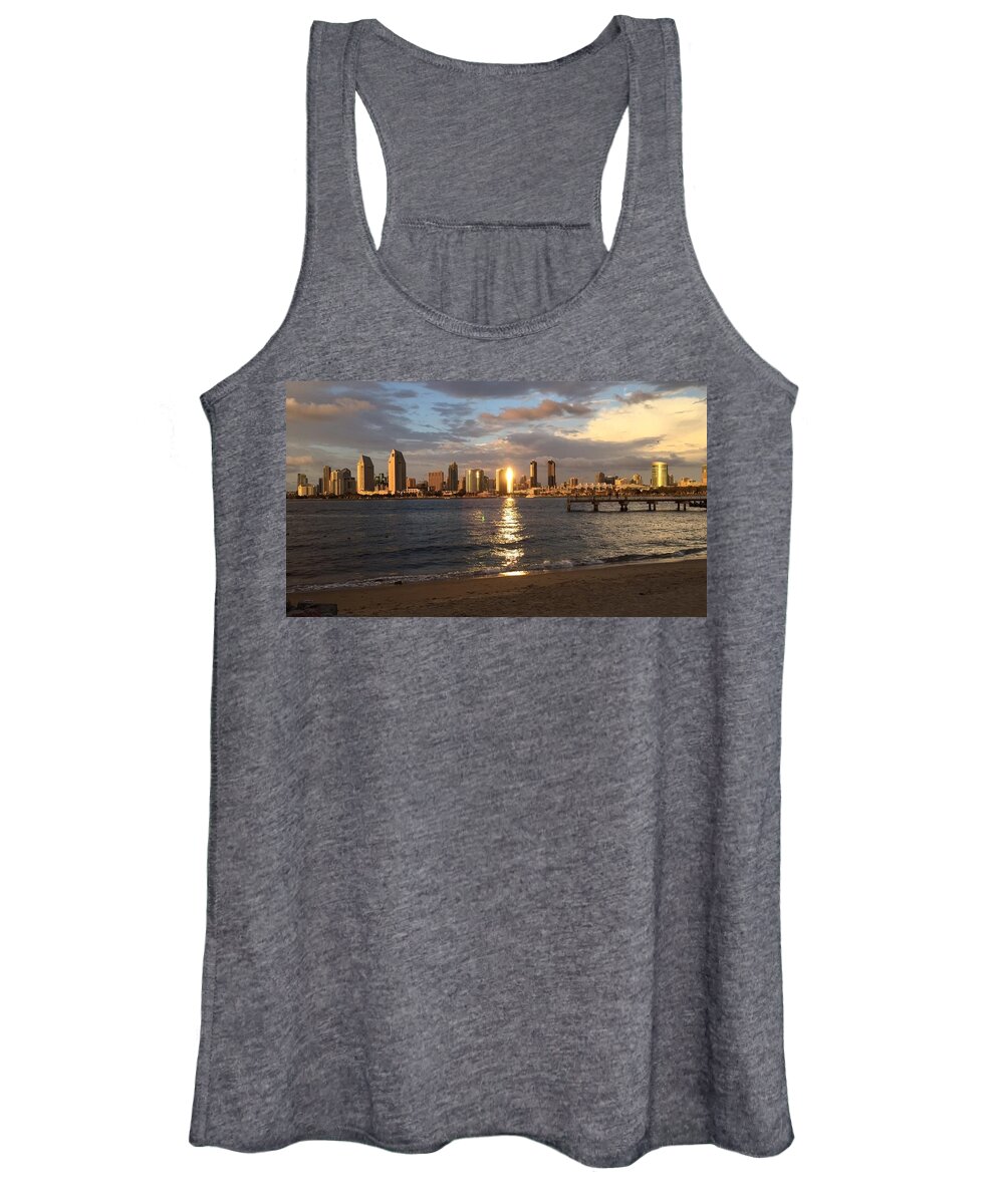  Women's Tank Top featuring the photograph Skyline Sunset by San Diego California