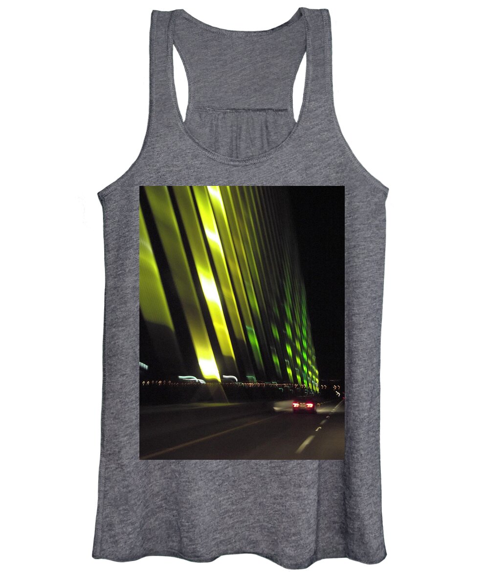 Sunshine Skyway Women's Tank Top featuring the photograph Skyway at Night 5559 by Wesley Elsberry
