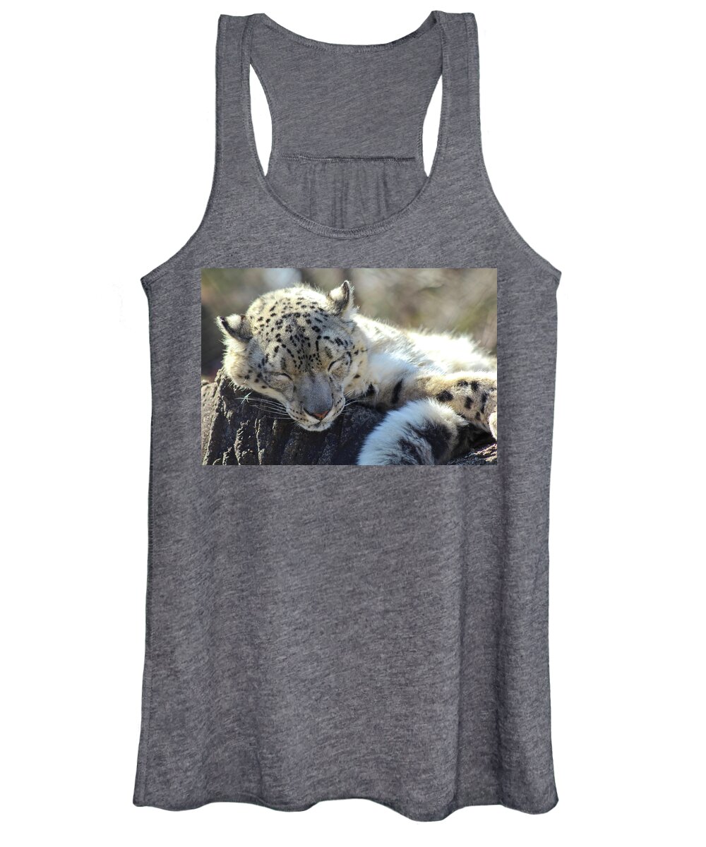 Snow Leopard Women's Tank Top featuring the photograph Sleeping Snow Leopard by Holly Ross