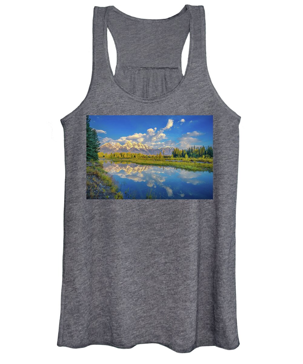 Adventure Women's Tank Top featuring the photograph Snake River Reflection Grand Teton by Scott McGuire