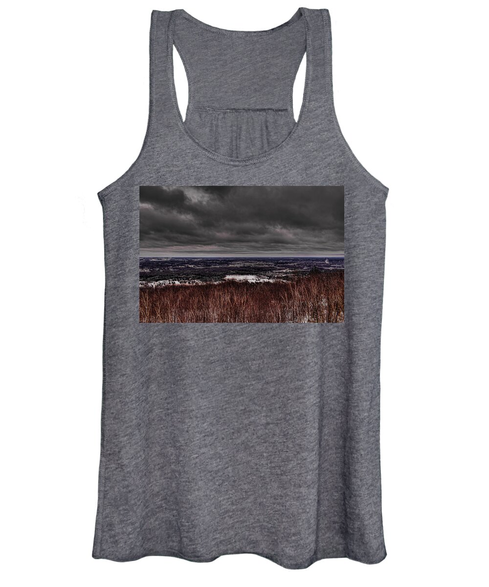 Winter Women's Tank Top featuring the photograph Snowstorm Clouds Over Rib Mountain State Park by Dale Kauzlaric