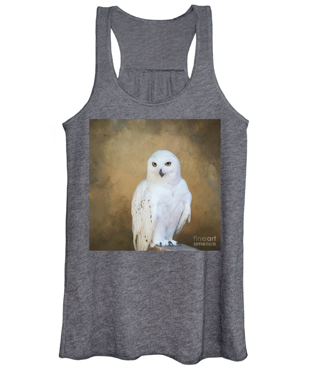 Snowy Owl Women's Tank Top featuring the photograph Snowy White by Eva Lechner