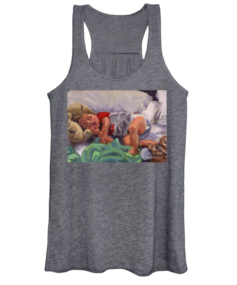 Grandchild Women's Tank Top featuring the painting Snug As A Bug by Nancy Parsons