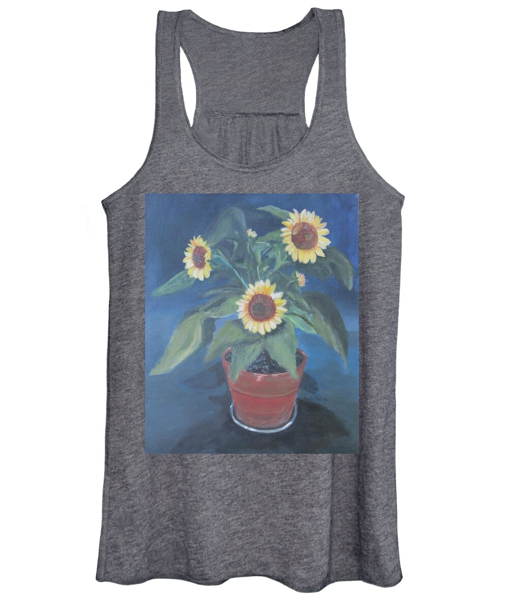 Sunflowers Women's Tank Top featuring the painting So Happy by Paula Pagliughi
