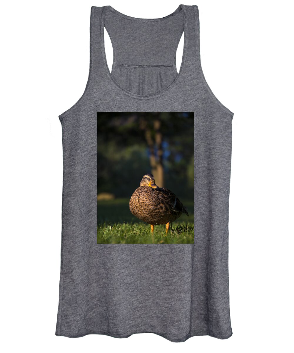 American Black Duck Women's Tank Top featuring the photograph Soak up the sun by Mark Papke