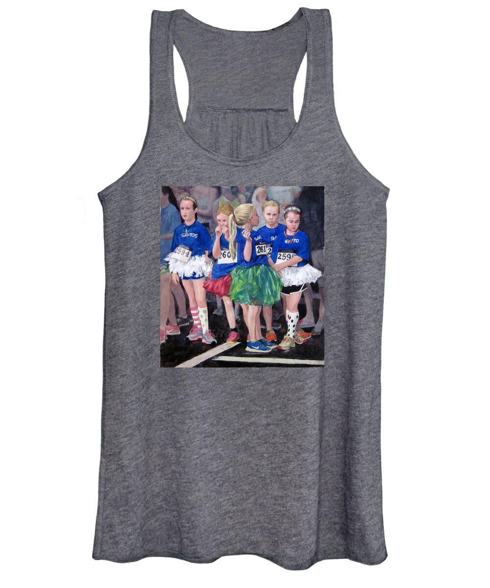 Santos Soccer Women's Tank Top featuring the painting Soccer Girls by Mark Lunde