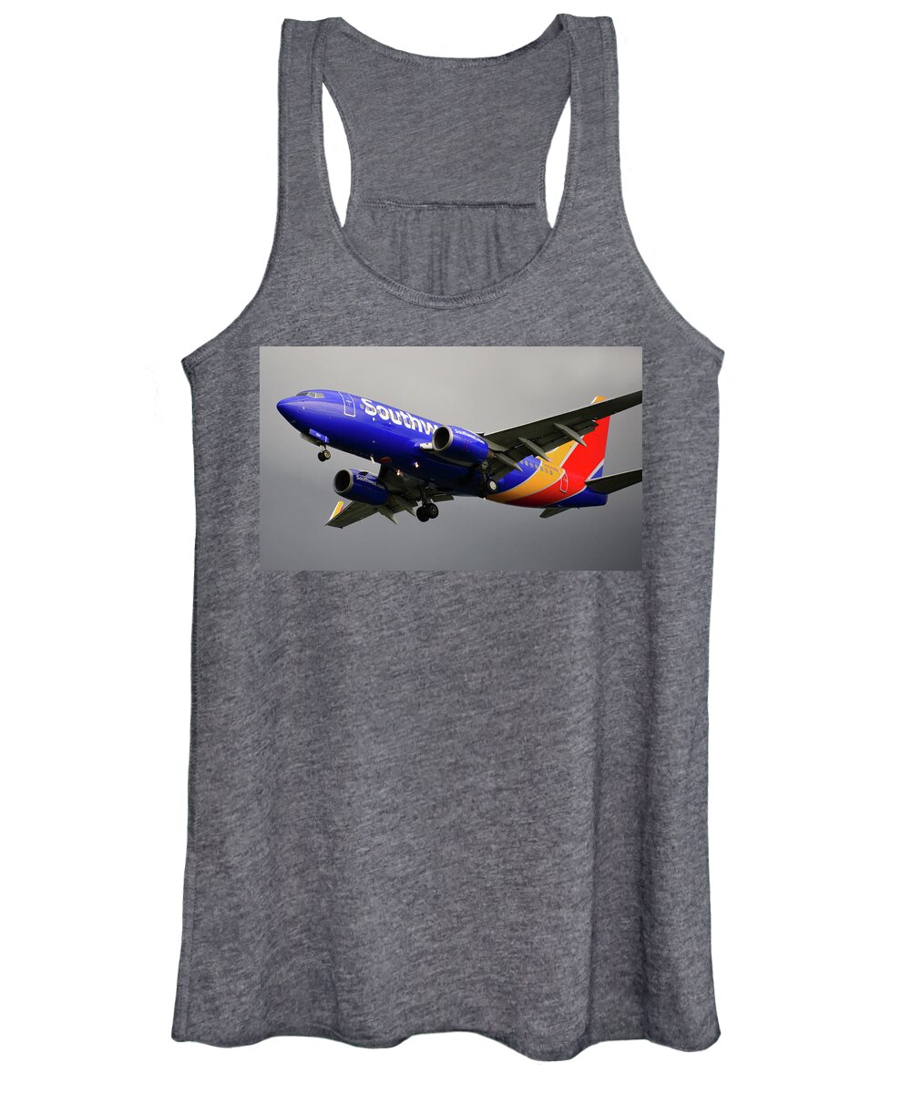 Southwest Airlines Women's Tank Top featuring the photograph Southwest Arlines by David Lee Thompson