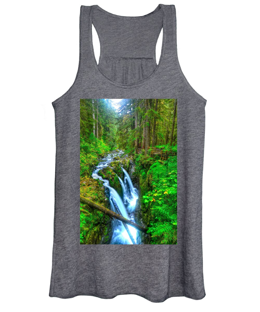 Olympic National Park Women's Tank Top featuring the photograph Sol Duc Falls by Don Mercer
