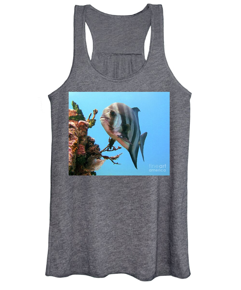 Underwater Women's Tank Top featuring the photograph Solitary Atlantic Spadefish by Daryl Duda