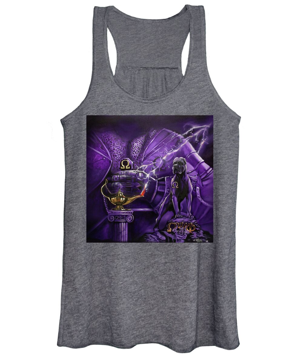 Omega Psi Phi Women's Tank Top featuring the painting Sons of Blood and Thunder by Jerome White