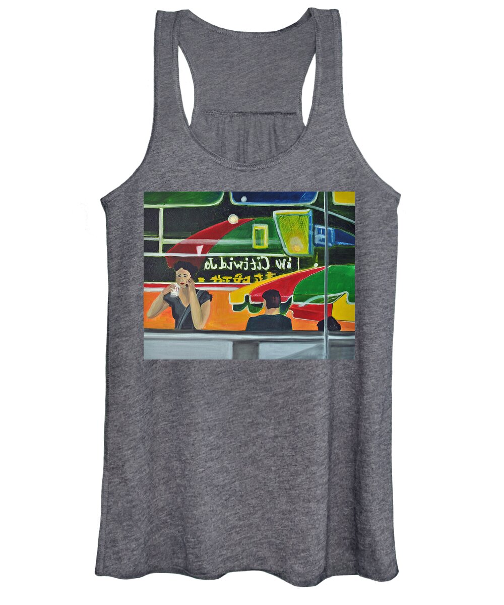  City Scenes Women's Tank Top featuring the painting Soup for One by Patricia Arroyo