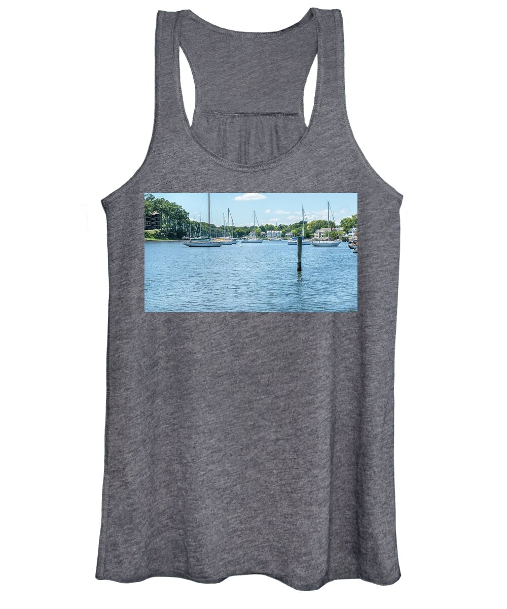 Annapolis Women's Tank Top featuring the photograph Spa Creek in Blue by Charles Kraus