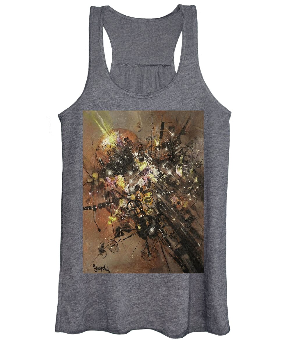 Outer Space Women's Tank Top featuring the painting Space Debris by Tom Shropshire
