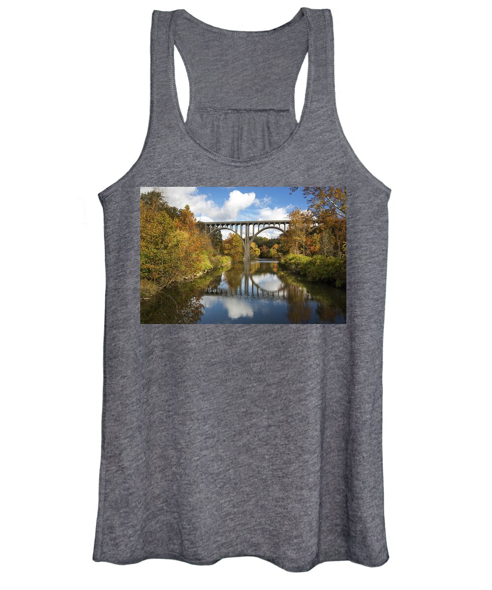 Spanning The Cuyahoga River Women's Tank Top featuring the photograph Spanning The Cuyahoga River by Dale Kincaid