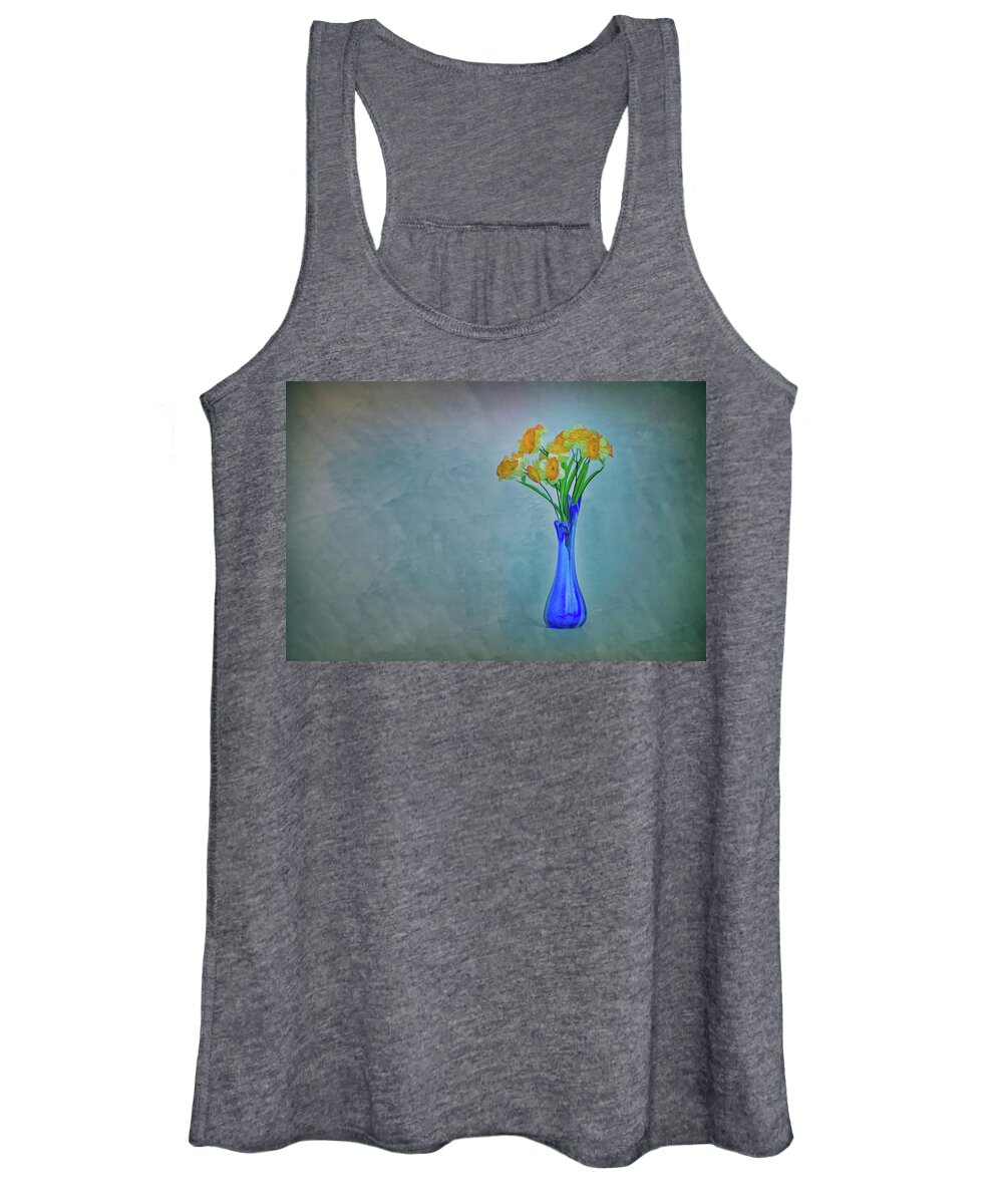 Blue Women's Tank Top featuring the photograph Splash Of Blue and Yellow by Elvira Pinkhas