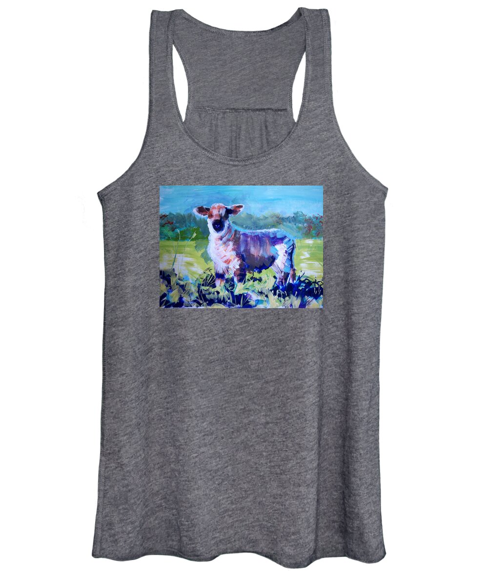 Lamb Women's Tank Top featuring the painting Spring Lamb by Mike Jory